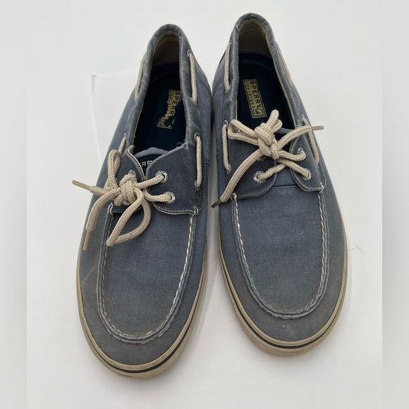 Sperry Top Sider Mens Halyard 2 Eye Denim Blue Slip On Boat Shoes Size 12 - Picture 1 of 11